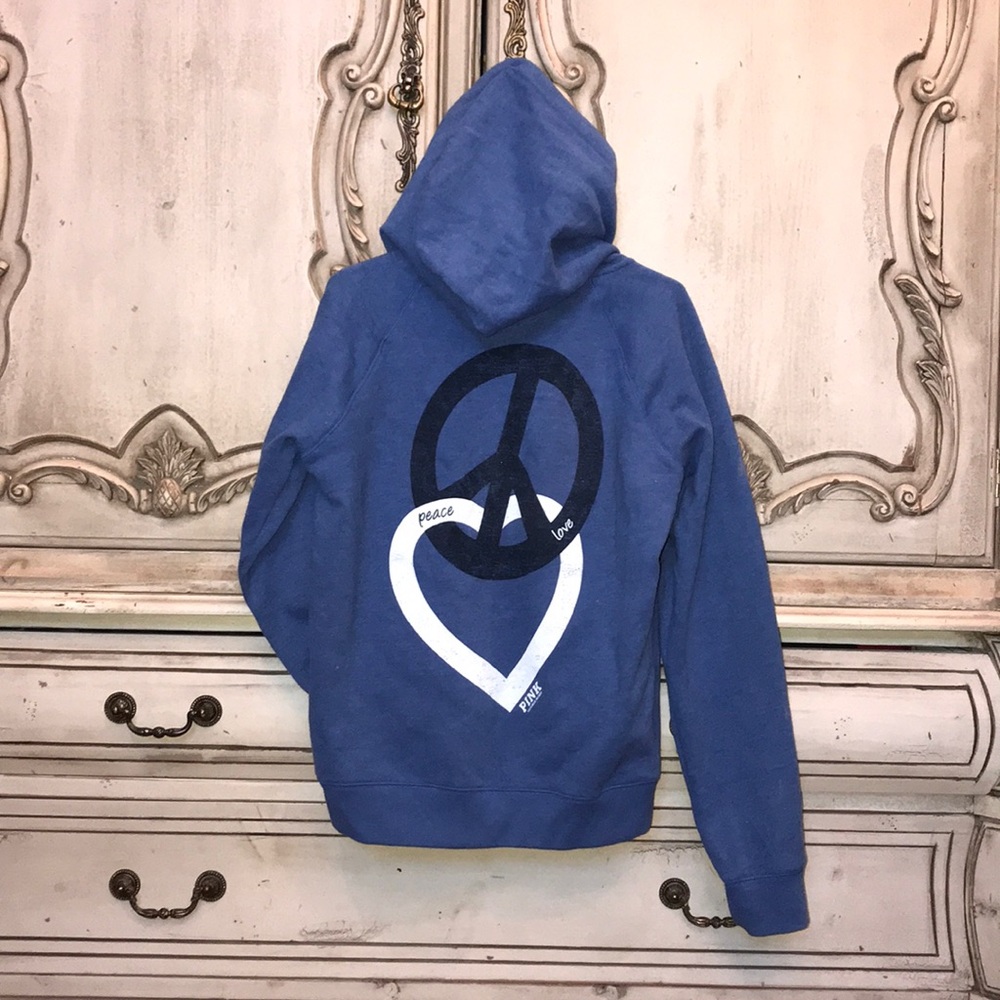 Navy Blue Victoria's Secret PINK peace love hoodie